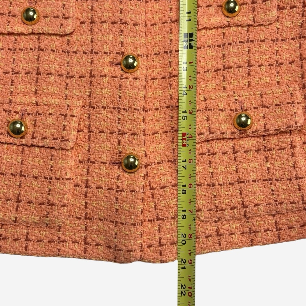 Mango MNG Short Tweed Blazer Orange Goldtone Button Details Size S NEW - Picture 8 of 15